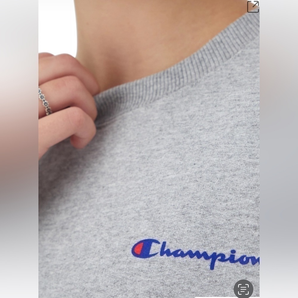 NWT Champion Powerblend Crewneck Script Logo Oxford Grey Sweatshirt Size Medium - Picture 5 of 16